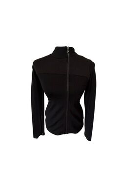 Black Women’s Zip-Front Track Jacket - Classic Stand Collar